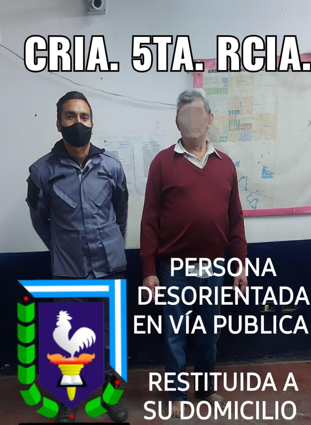 Denunció que su esposo se encontraba perdido y la policía lo halló rápidamente